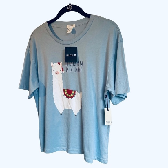 Forever 21 Fa La La La Llama Short Sleeve Tee Size Medium NEW - Picture 3 of 6